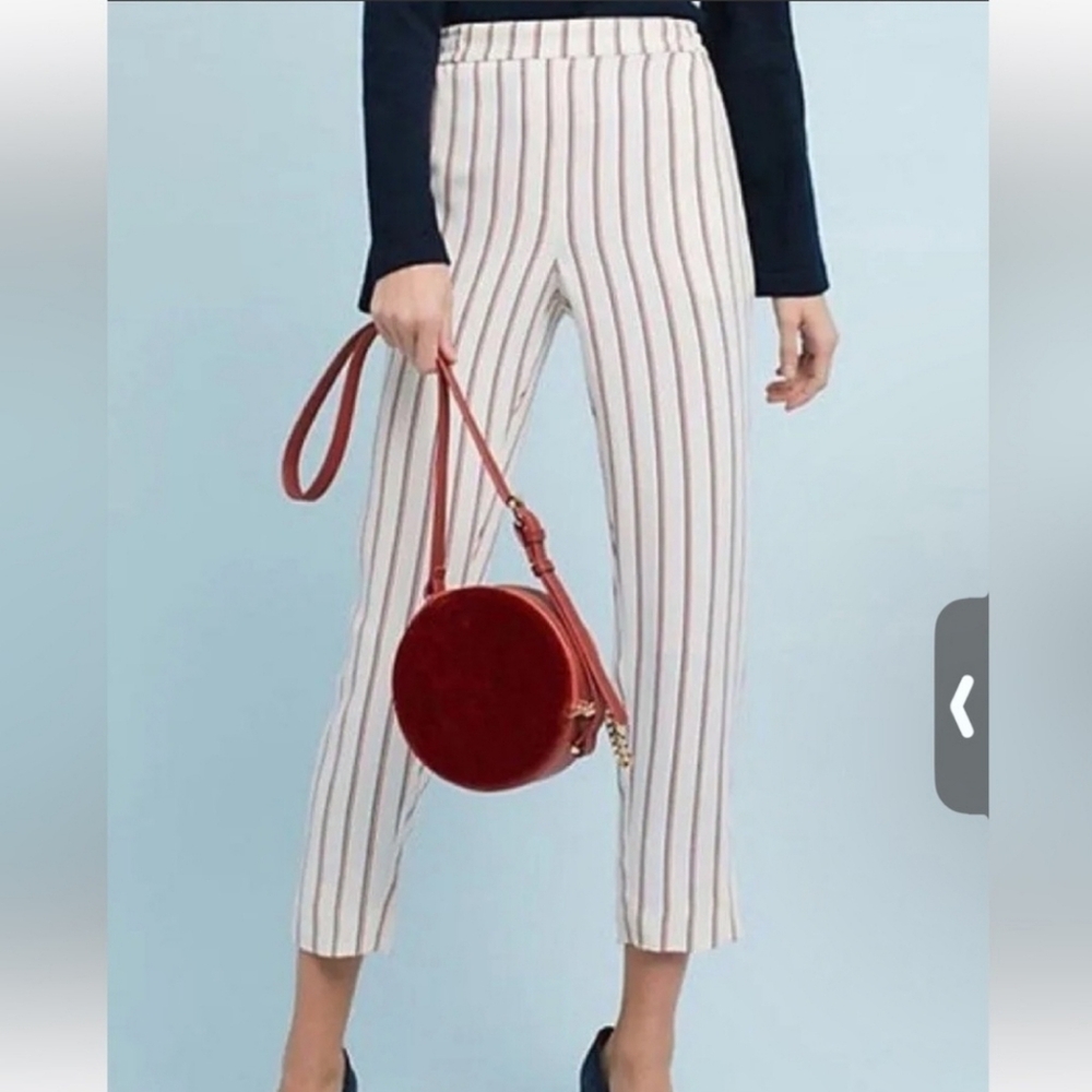 Anthropologie Cream Pull-On Cropped Trouser Pants | The Essential Pant in SP